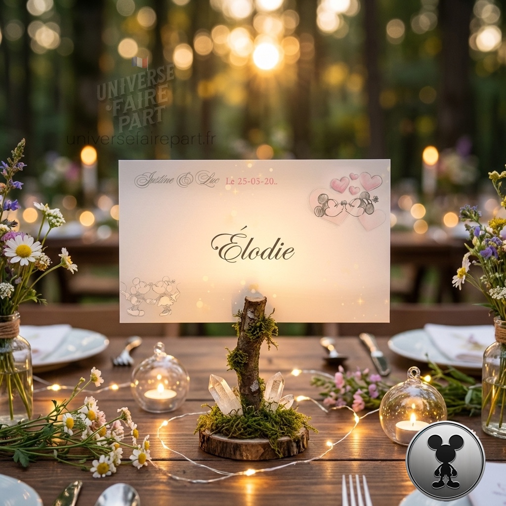 n°103.4 – Porte nom de mariage romantique mickey et Minnie