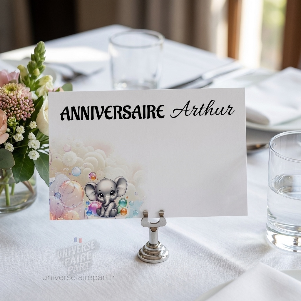 N°395.2 – Porte nom Anniversaire éléphant d&rsquo;amour Unisexe