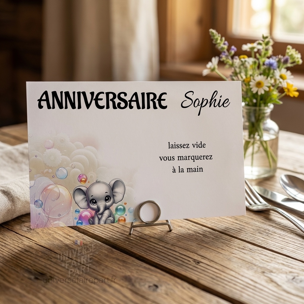 N°395.2 – Porte nom Anniversaire éléphant d&rsquo;amour Unisexe