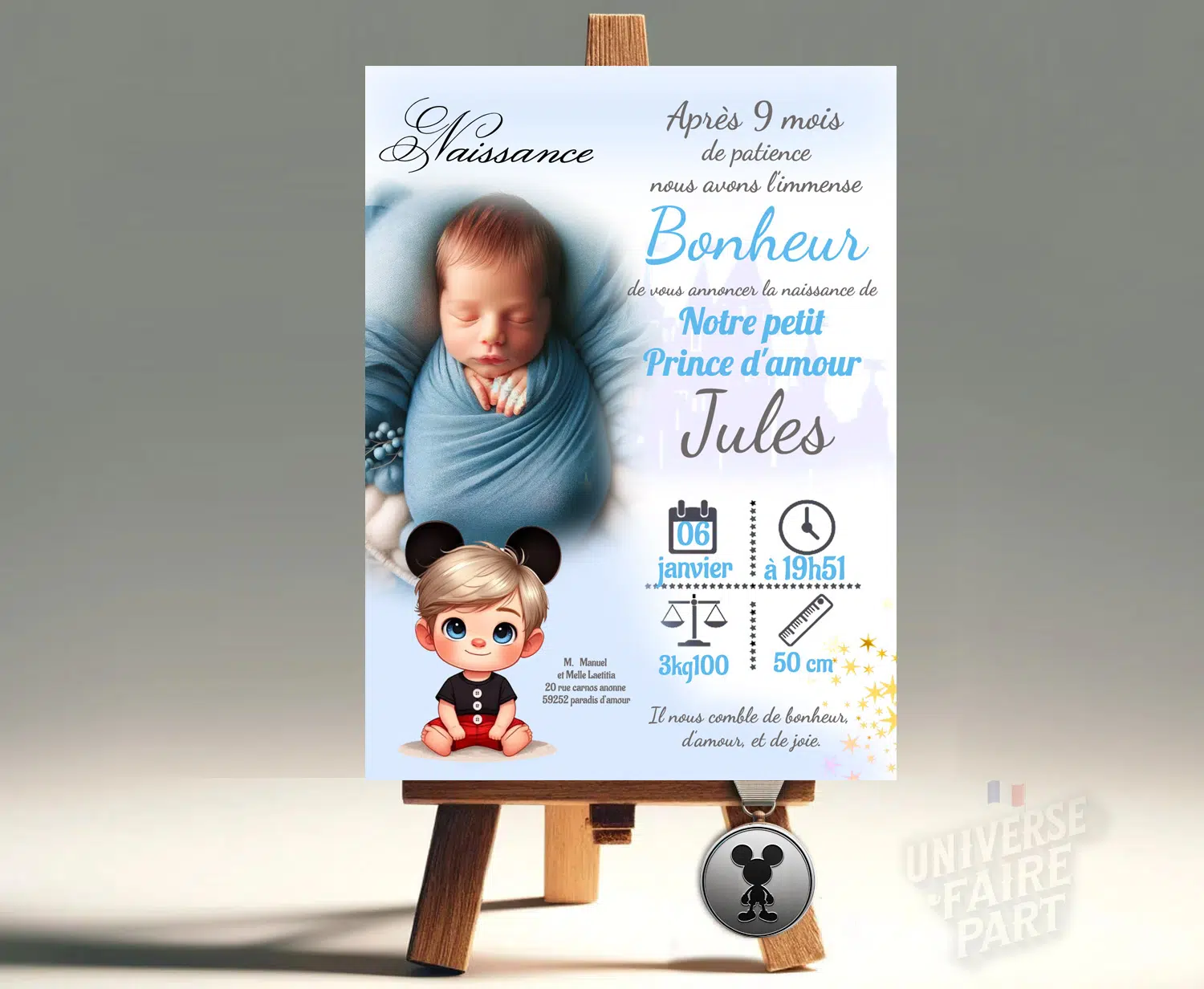 N°294- Faire-part Naissance Prince Mickey