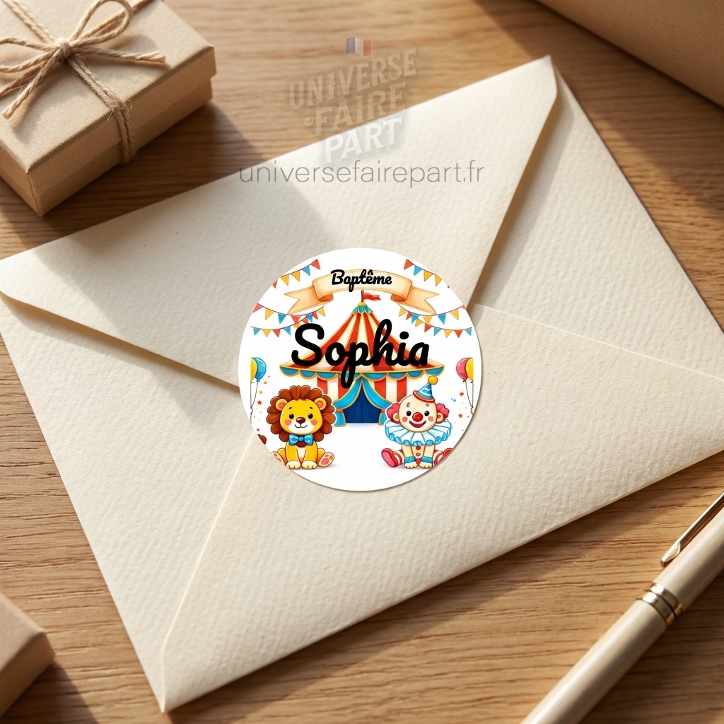 N°4.1- Rond collant Original Cirque avec Lion et Clowns