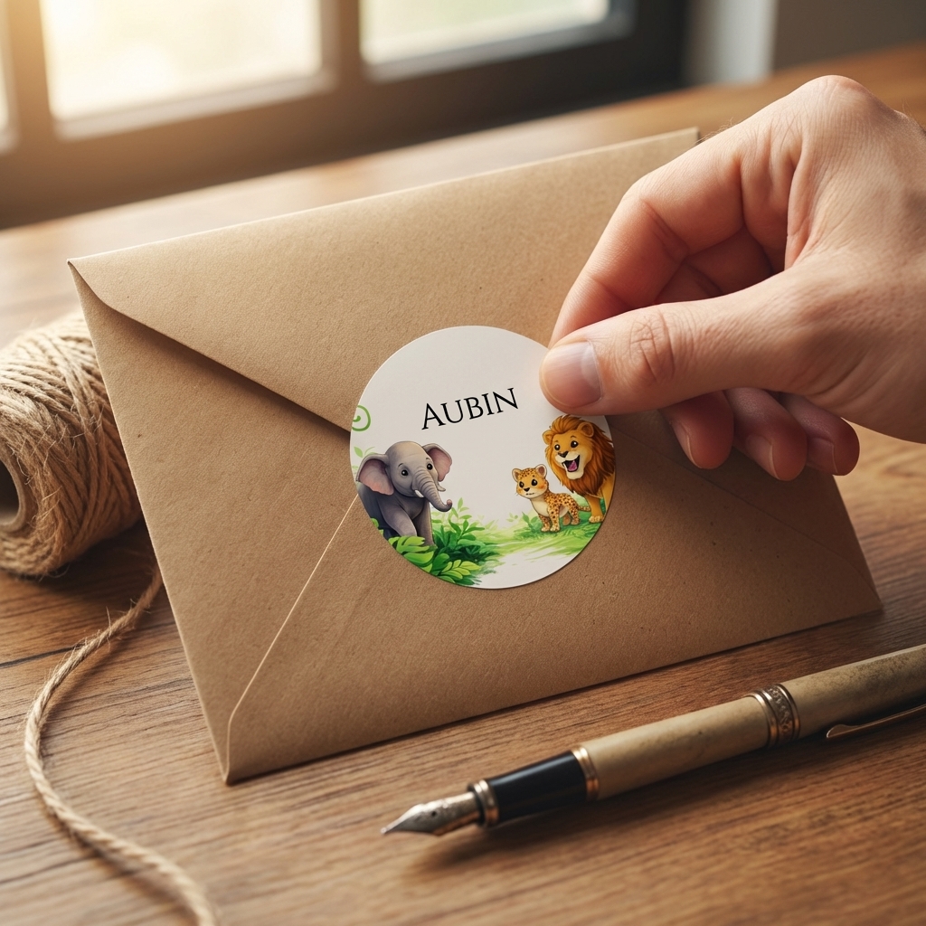 N°121.2 – Rond collant Original jungle animaux baptême