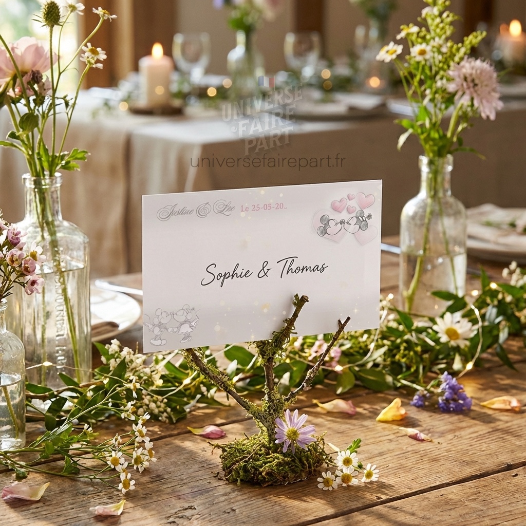 n°103.4 - Porte nom de mariage romantique mickey et Minnie