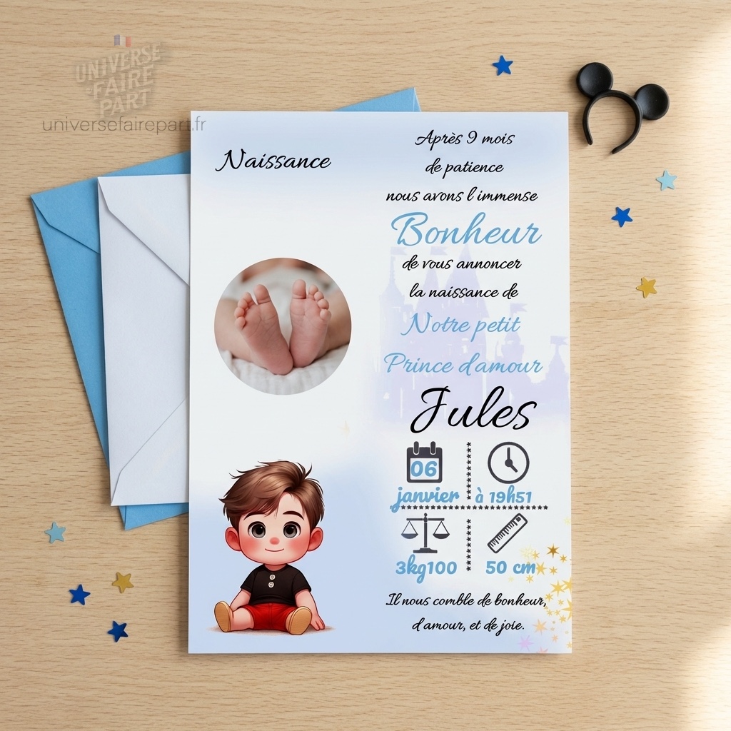 N°294- Faire-part Naissance Prince Mickey
