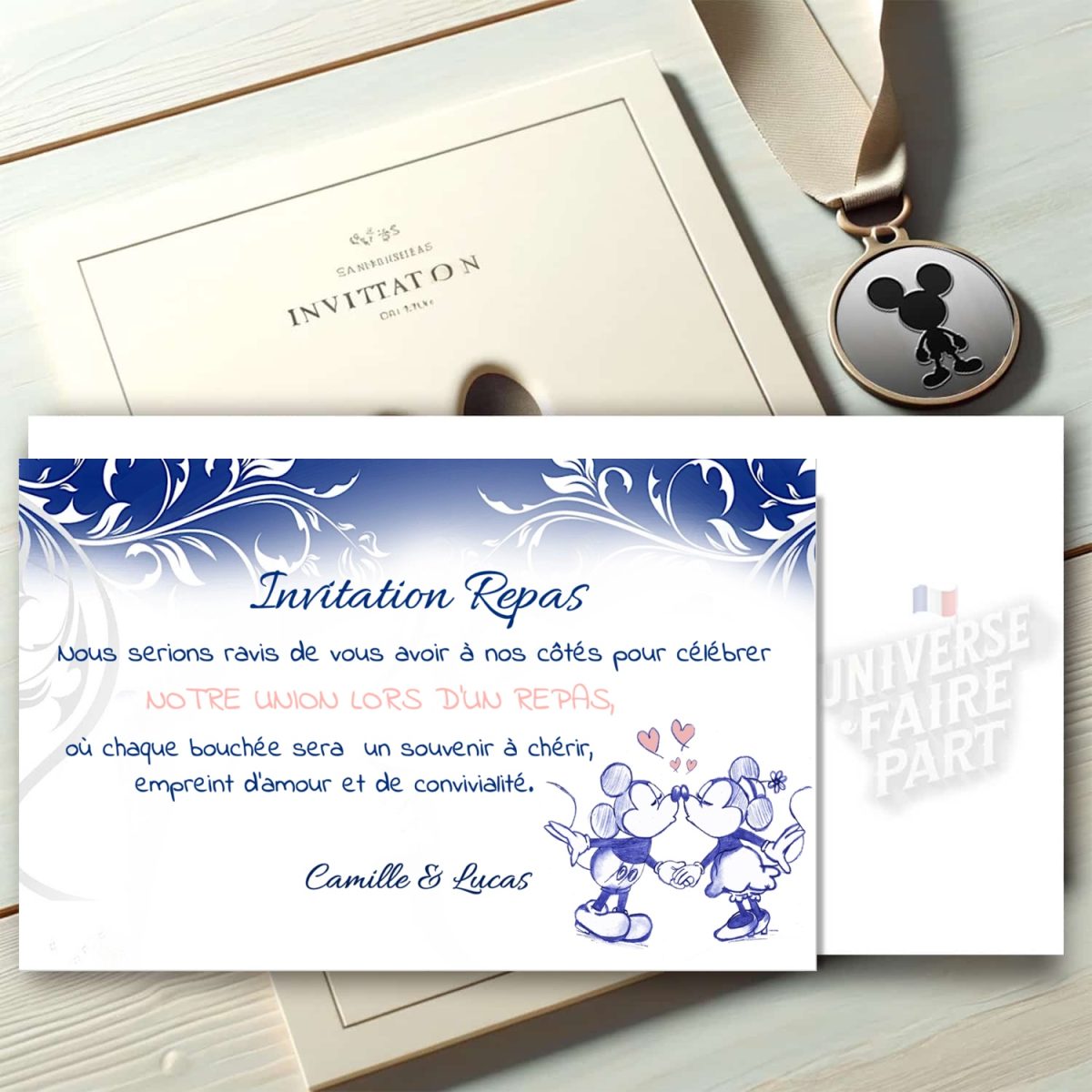 N°97.1 – Carton repas Mariage Mickey et Minnie retro 1928