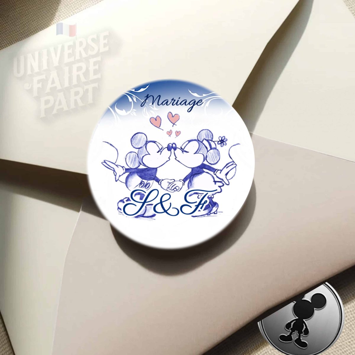 N°97.3 – Rond collant Mariage Mickey et Minnie retro 1928