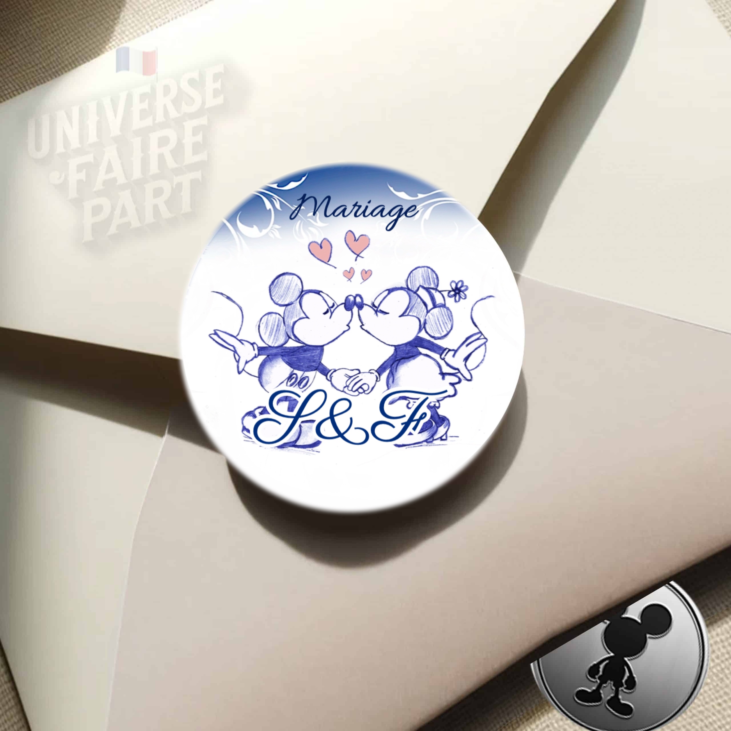 N°97.3 – Rond collant  Mariage Mickey et Minnie retro 1928