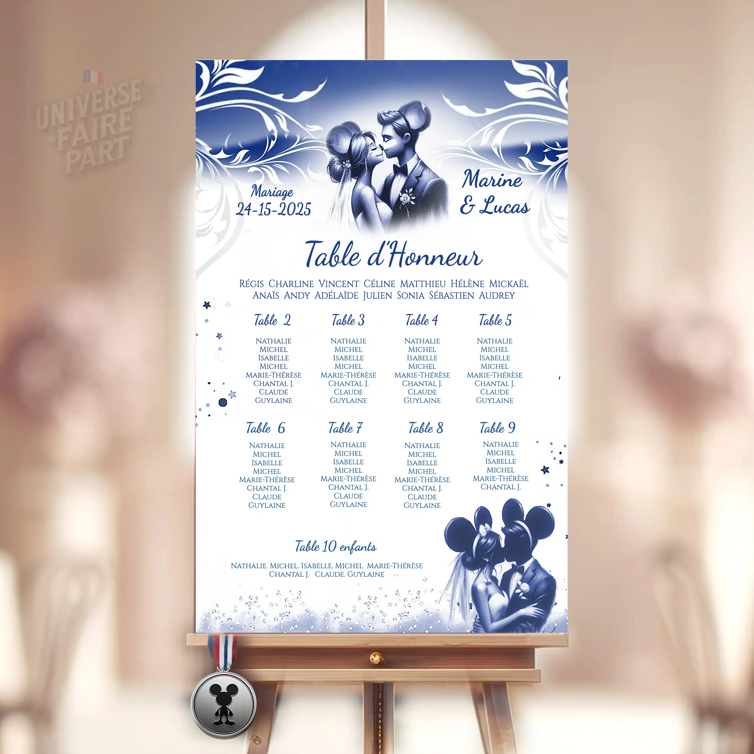 N°97.4 - Plan de table Mariage Étoilé Union Enchantée Fan de Disney