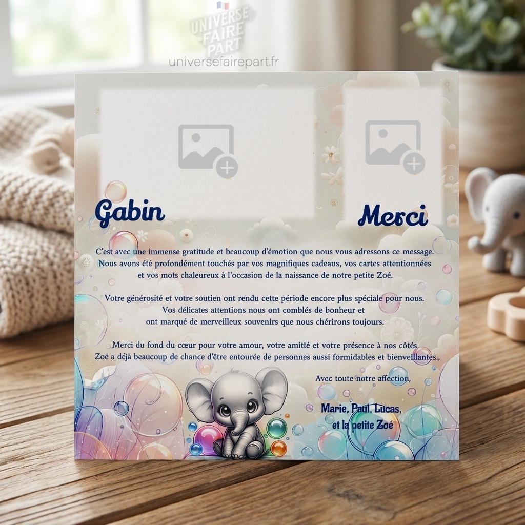 N°341.2 – Remerciement naissance Fille baby Dumbo