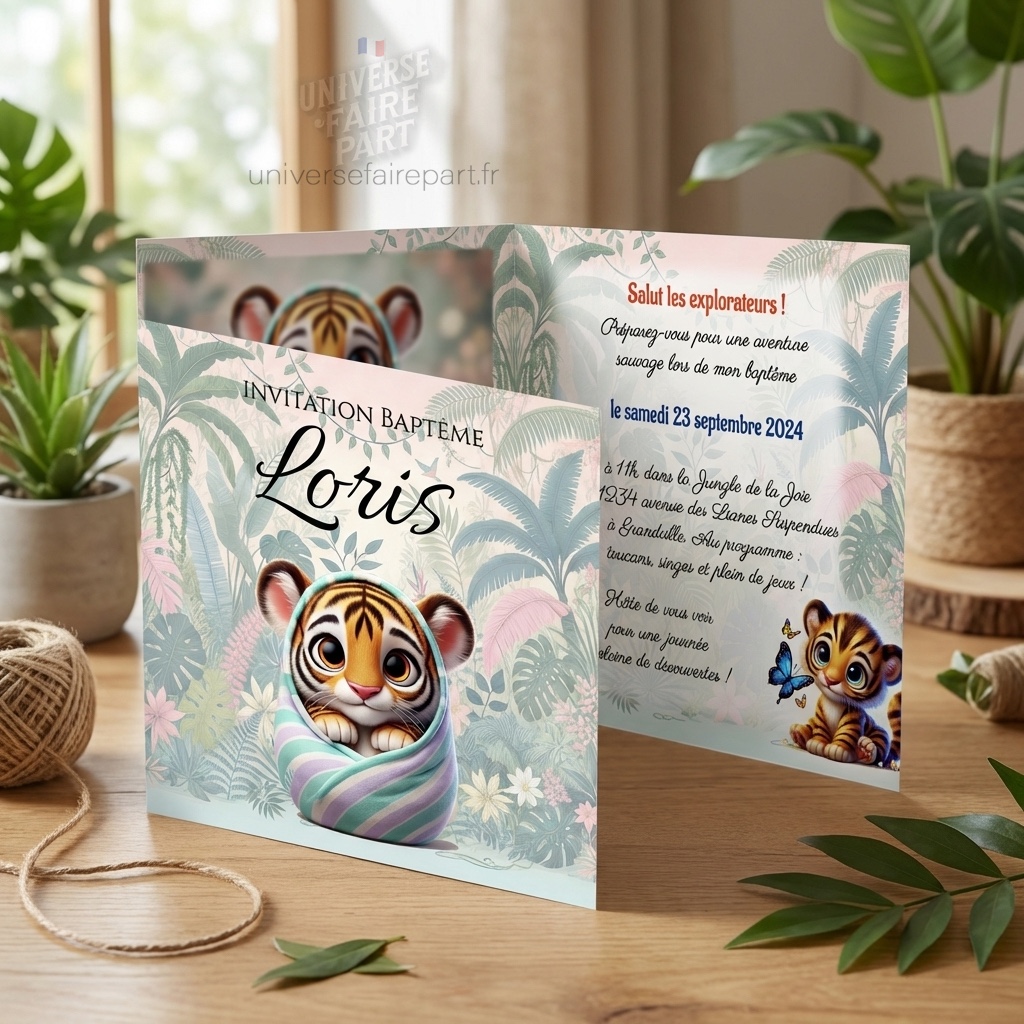 N°564- Faire-part Notre Petit Trésor des Jungles est Né !