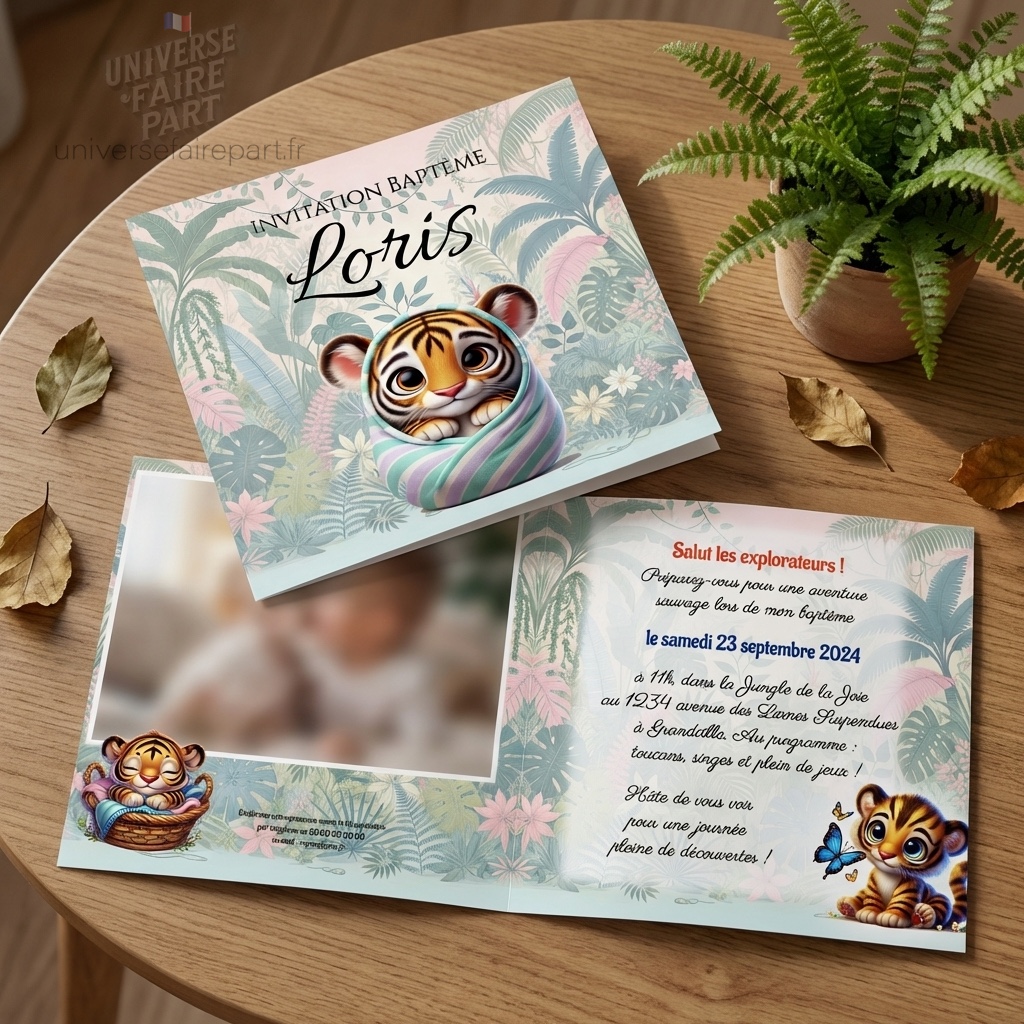 N°564- Faire-part Notre Petit Trésor des Jungles est Né !