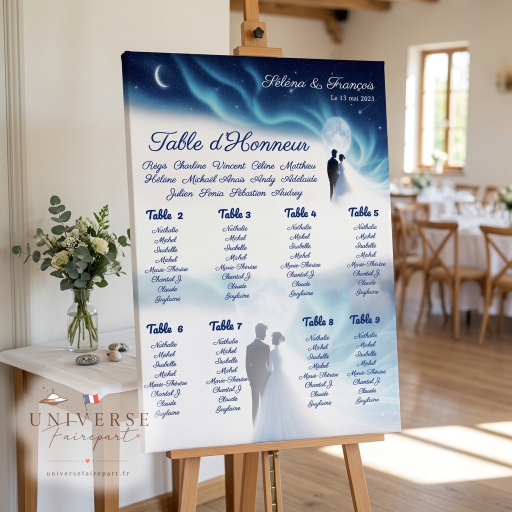 N°80.8 Plan de table Étoilée Rêves bleus sous un ciel étoilé