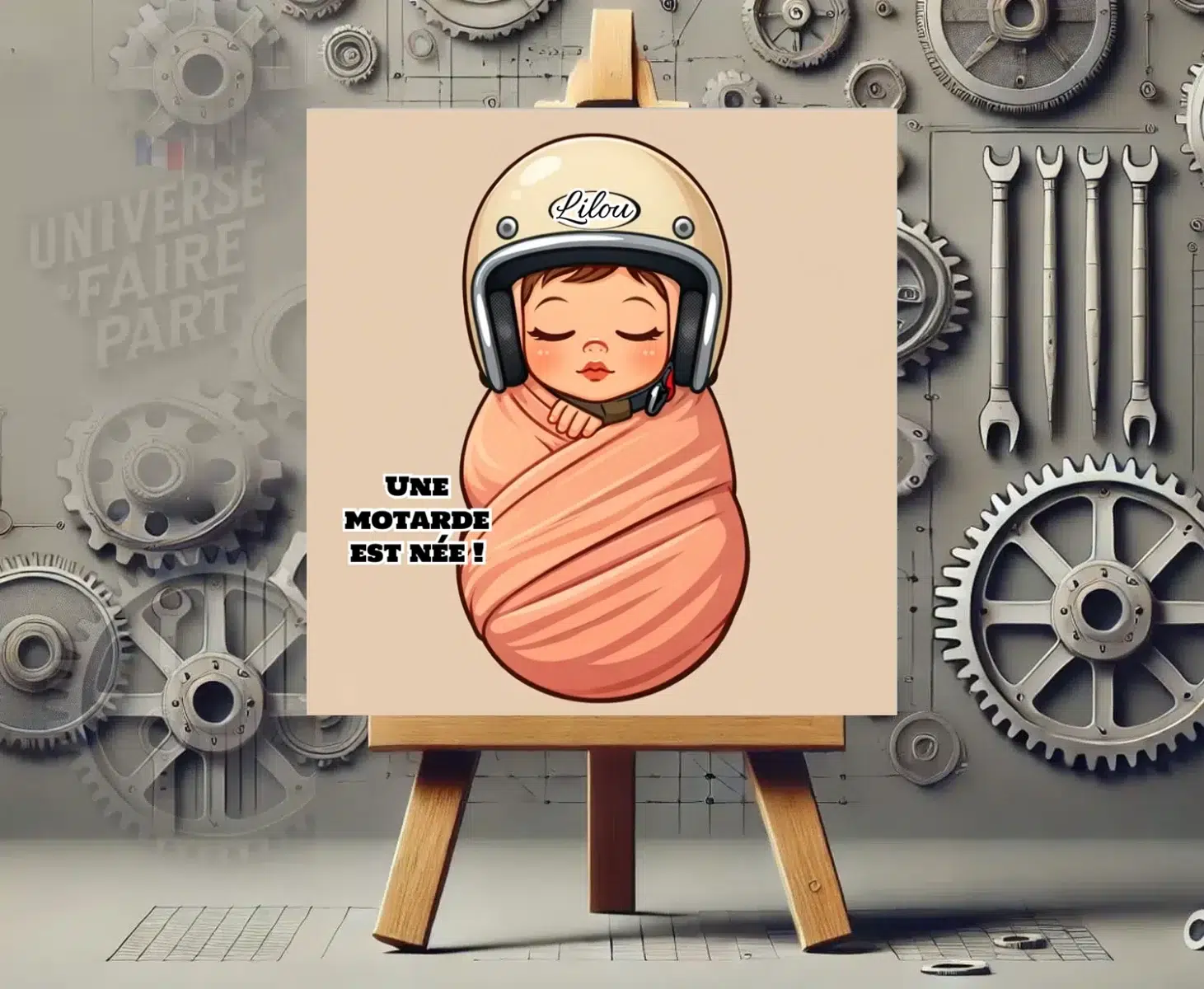 N°306 – Faire-part  bébé motarde naissance