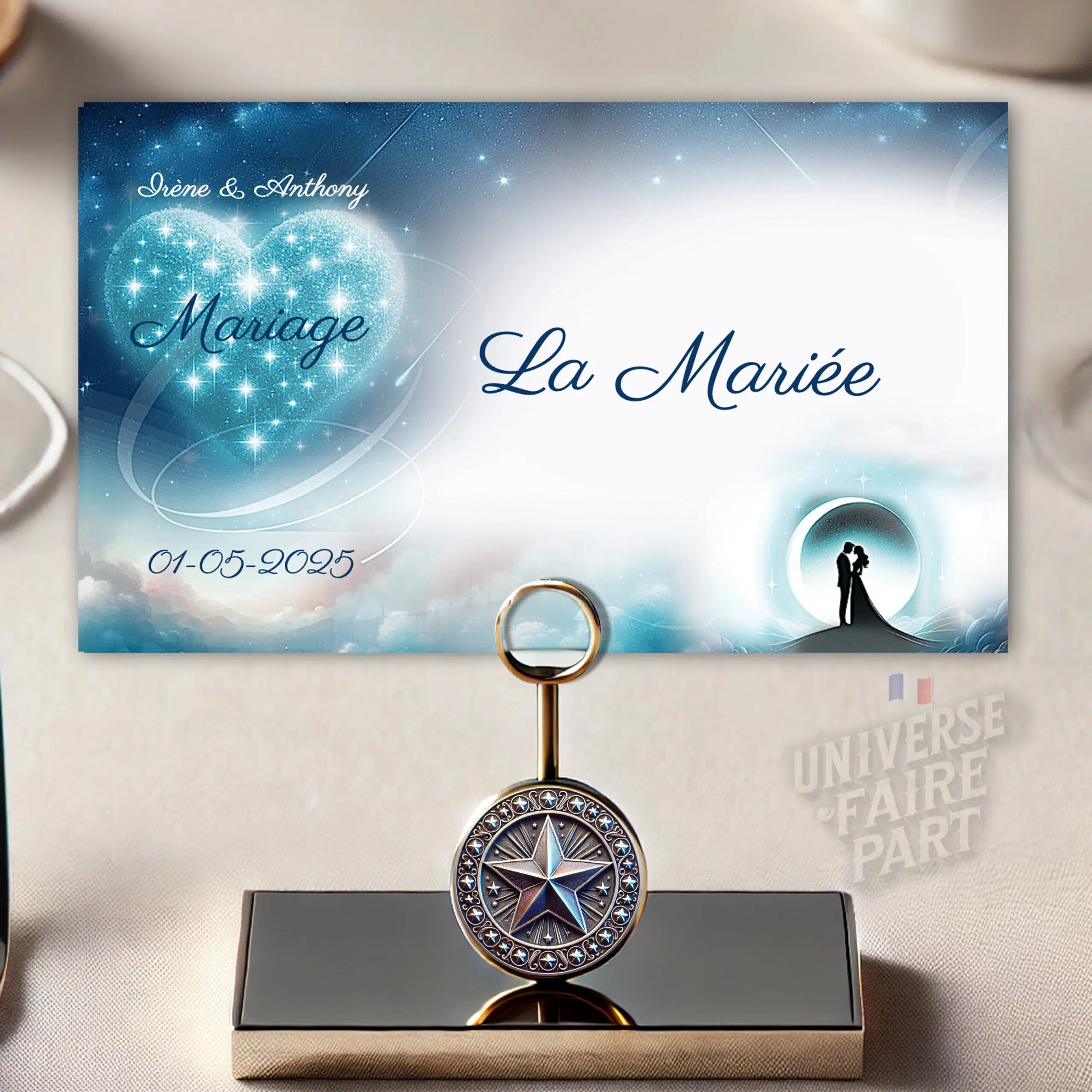 N°80.3 – Porte Nom Nuit Étoilée Rêves bleus sous un ciel étoilé
