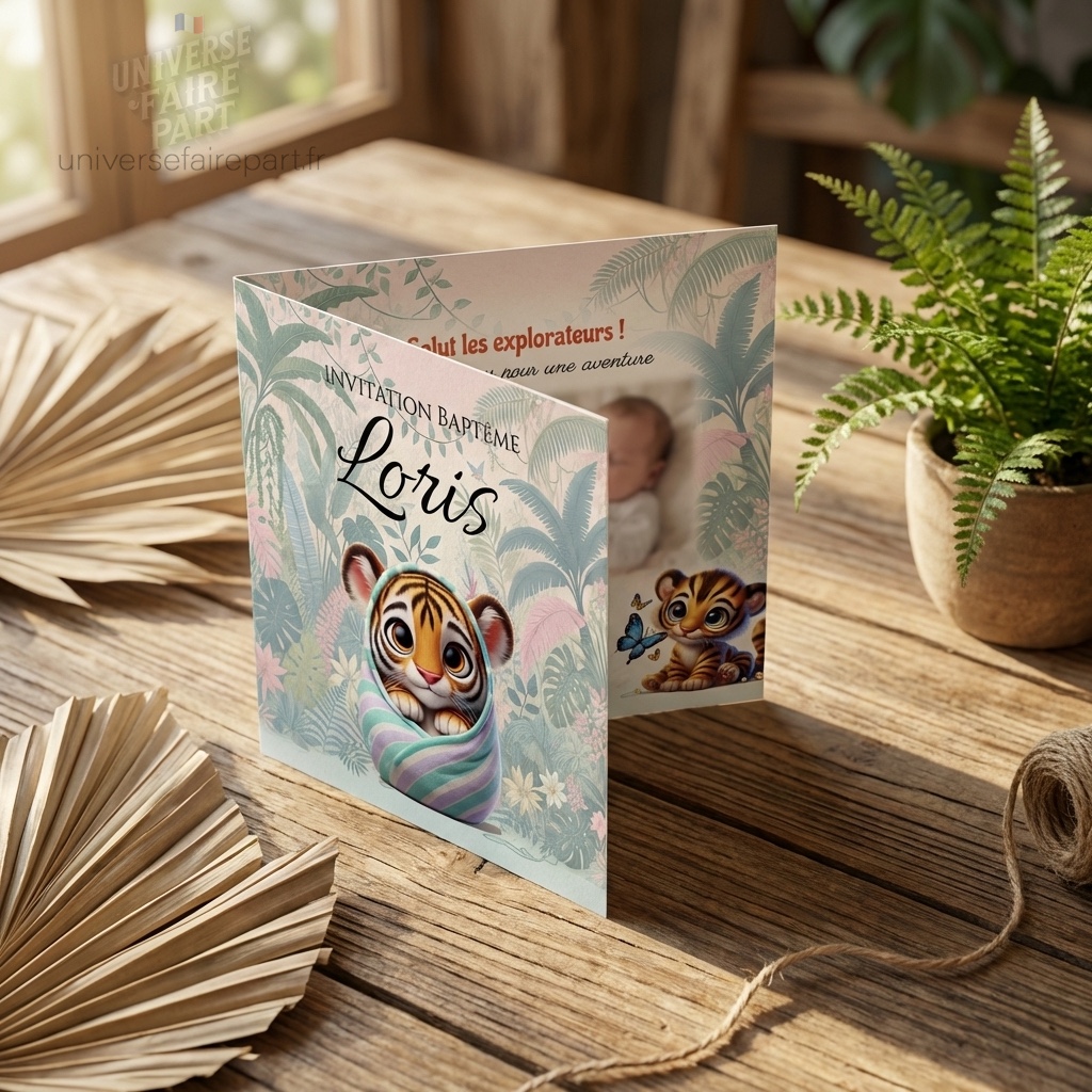 N°564- Faire-part Notre Petit Trésor des Jungles est Né !