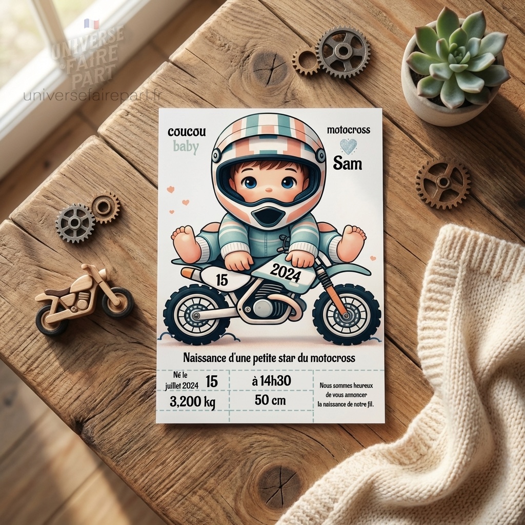 N°198 – Faire-part Notre petite star du motocross est là !