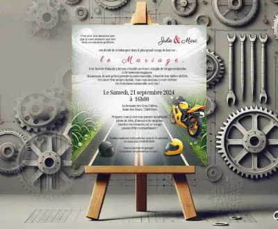 N°393 - Faire-part Humour moto mariage