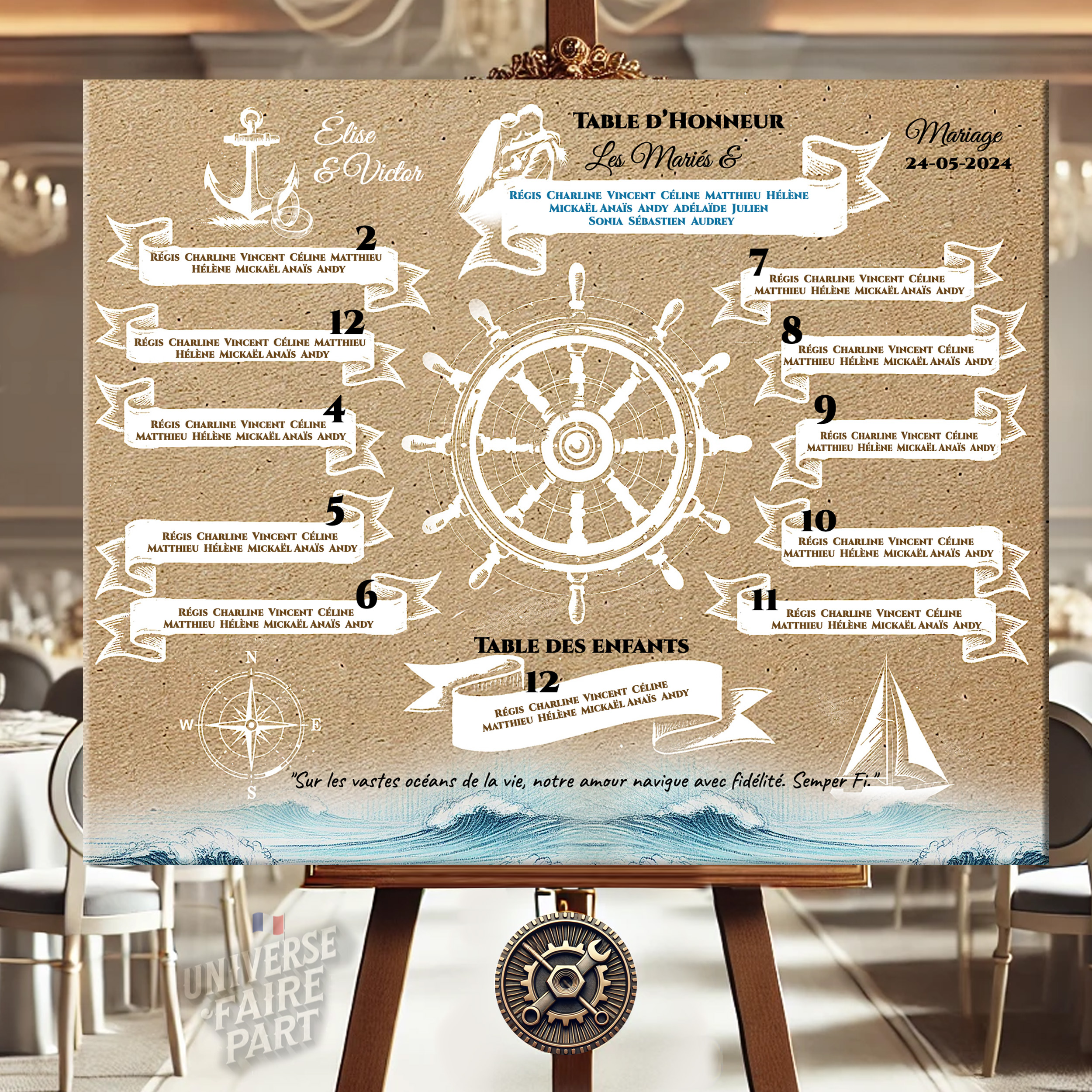 N°535.8 - plan de Table Ancre d'Amour en Bateau - Semper Fi