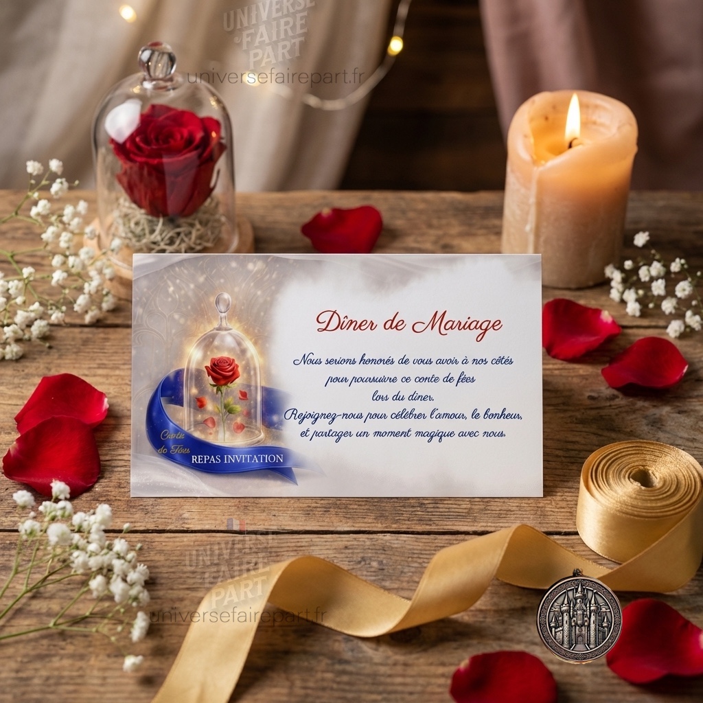 N°553.1 –  Carton repas Histoire éternelle  belle et la bête dessin