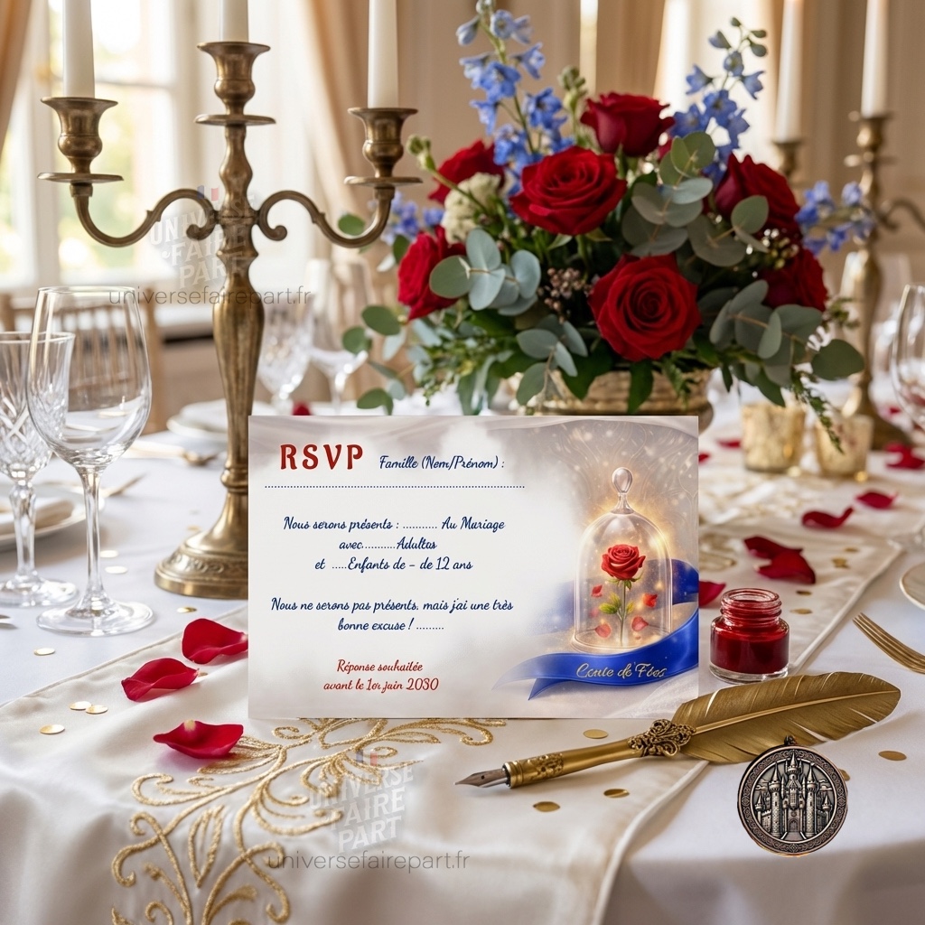 N°553.2 –  Carton Réponse Histoire éternelle  belle et la bête dessin