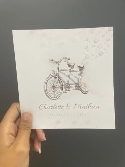 N°579 - Faire-part carte En tandem vers le bonheur