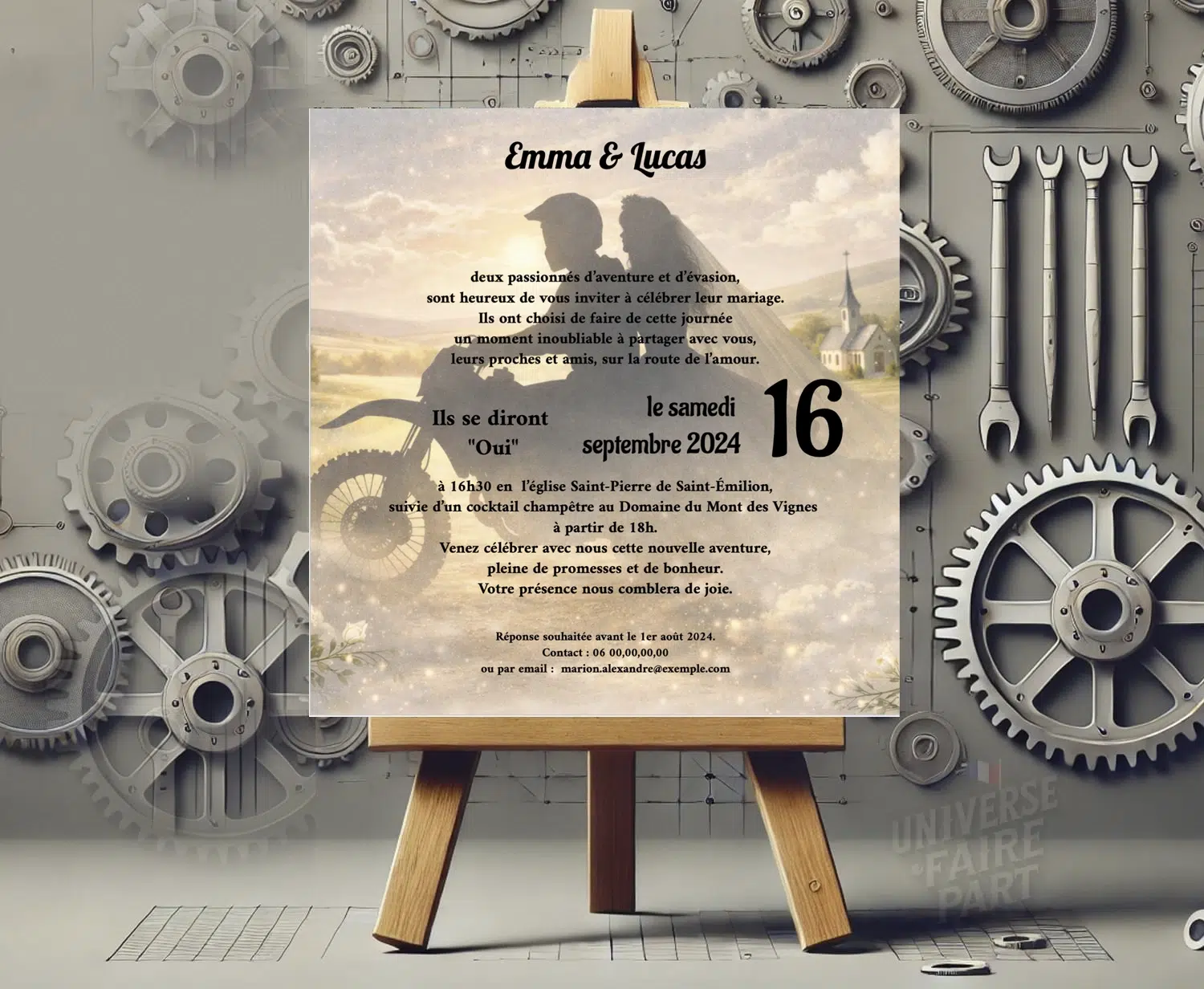 N°577 - Faire-part de mariage original moto Yamaha passionnés d’aventure !