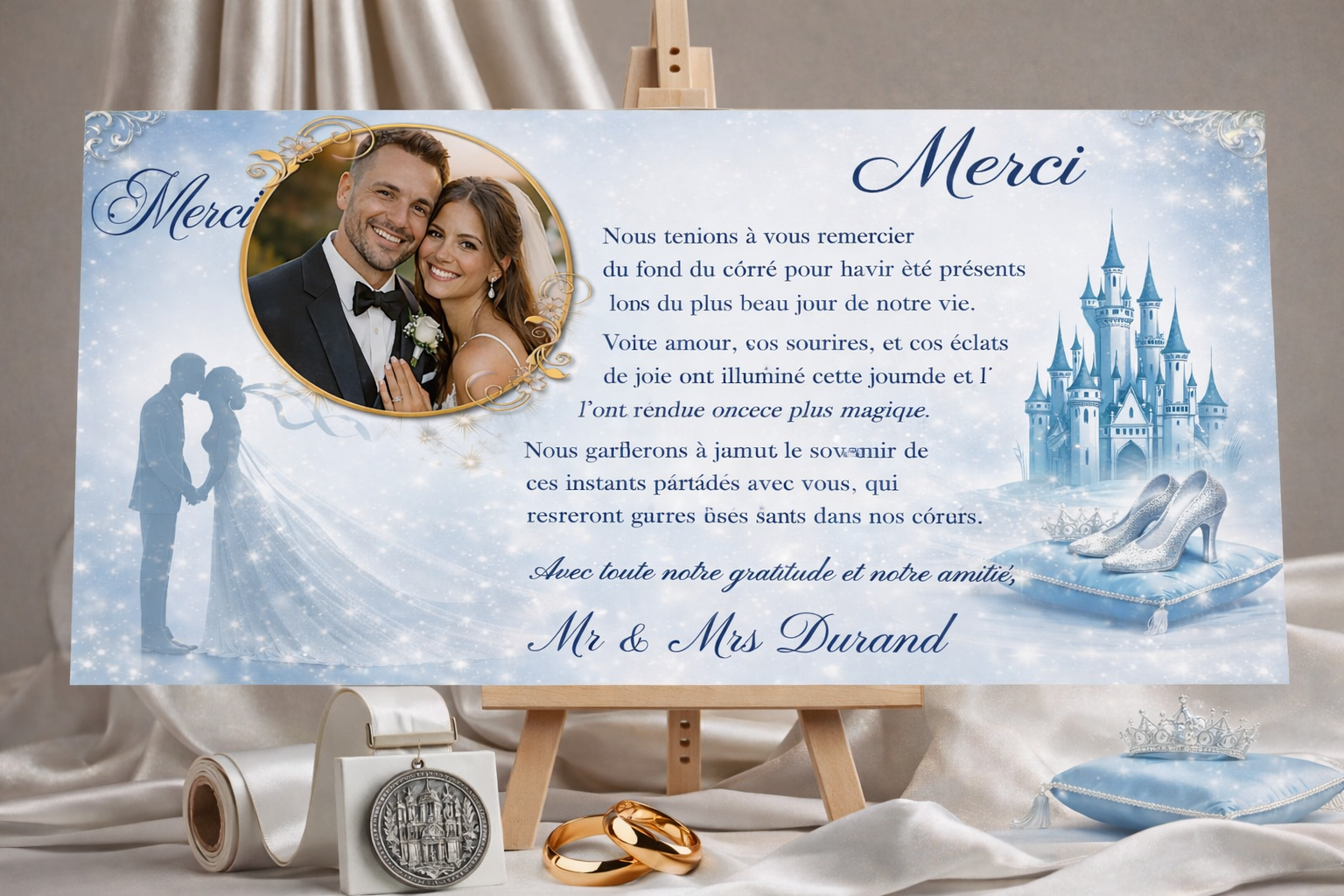 N°72.4 – Carte remerciement château crayon Cendrillon