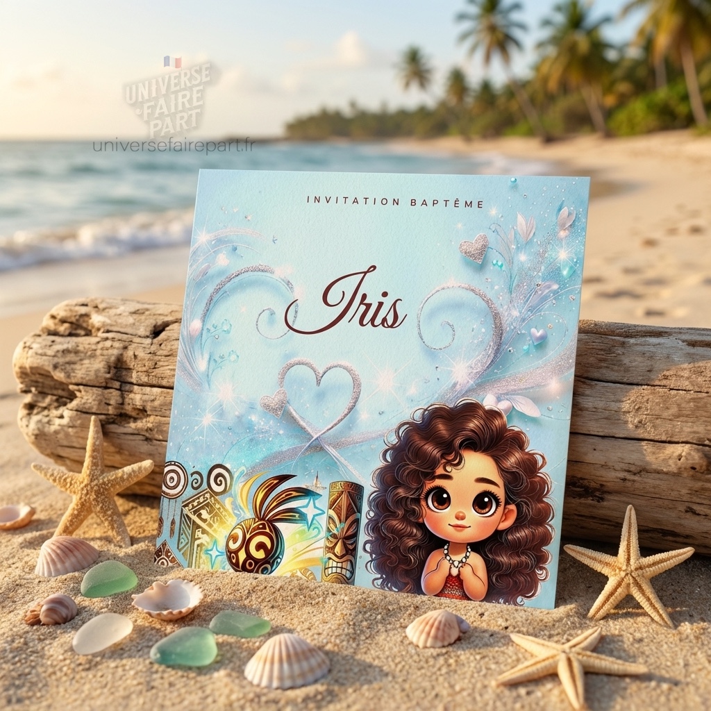 N°339.12 – Faire-part invitation Princesses de contes Vaiana