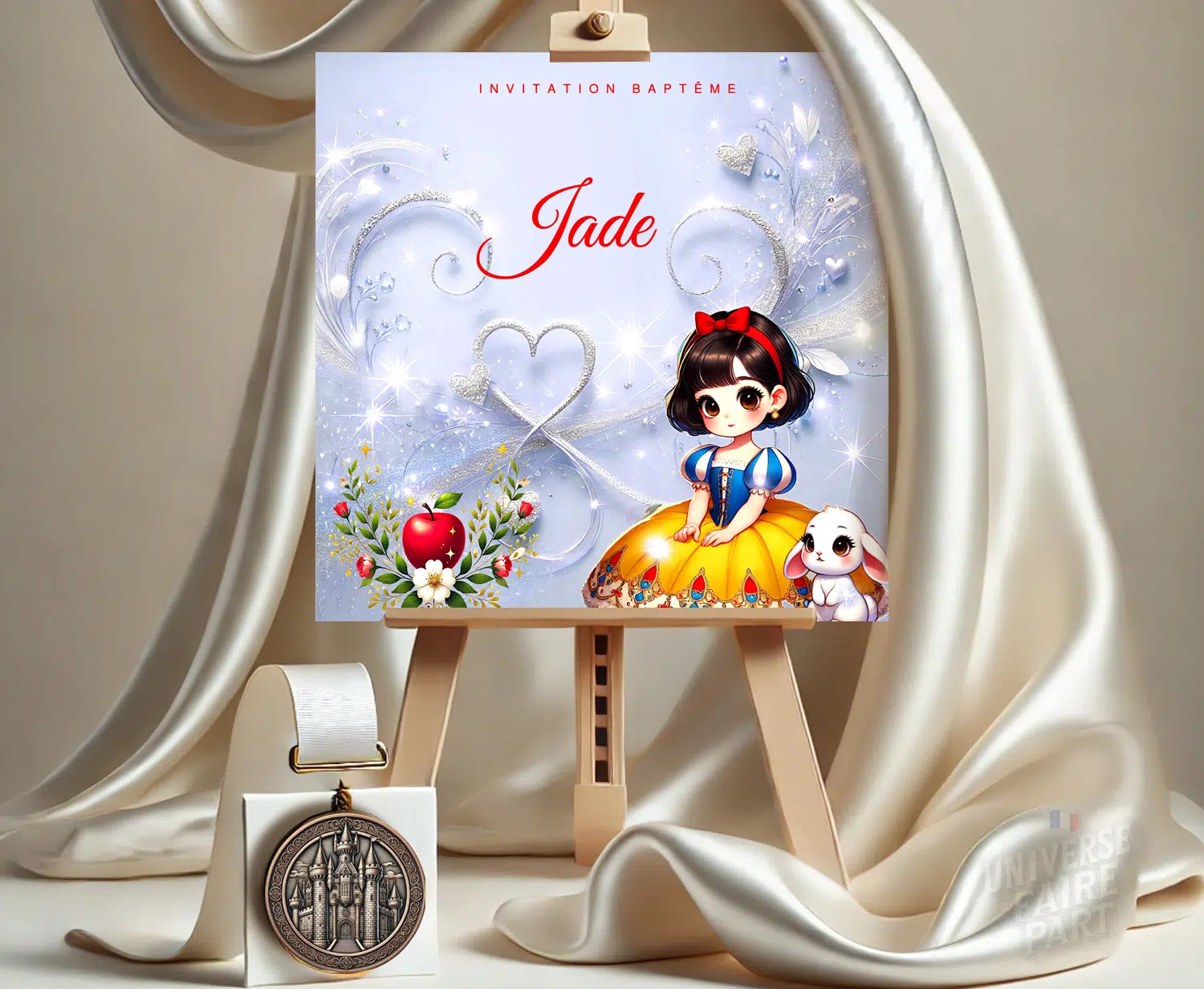 N°339.1 - Faire-part invitation Princesses de contes Blanche Neige