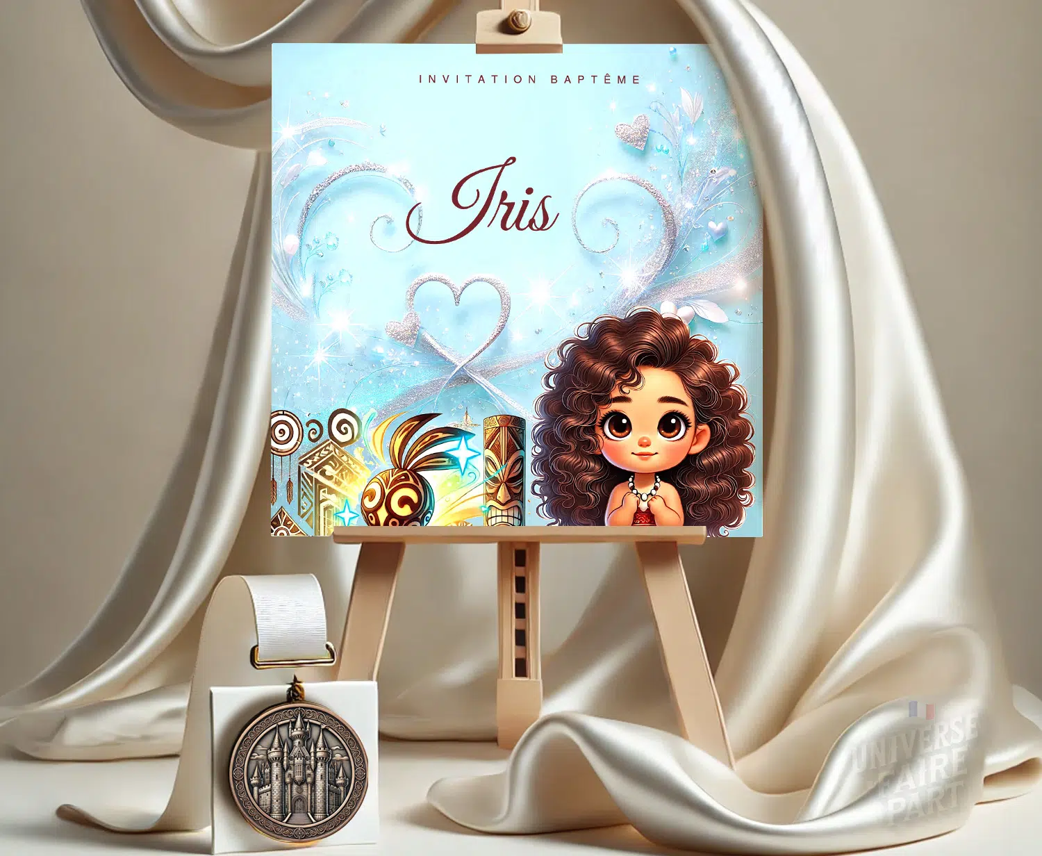 N°339.12 - Faire-part invitation Princesses de contes Vaiana