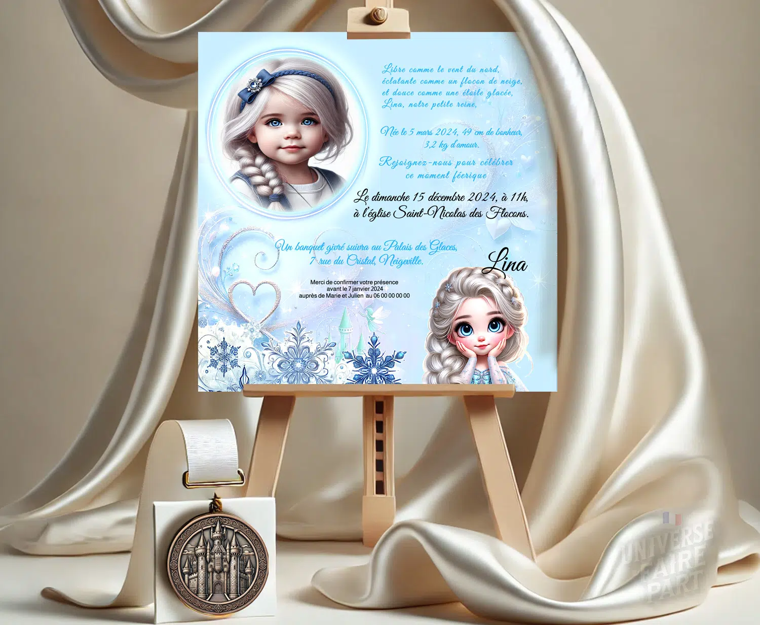 N°339.7 - Faire-part invitation Princesses de contes Elsa