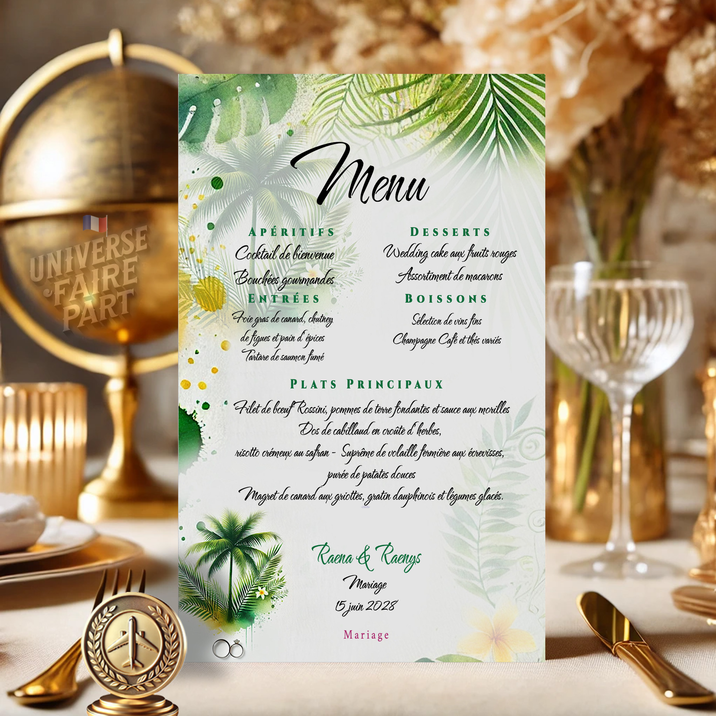 N°05,6 - Menu de Mariage "Sous le Palmier Éternel"