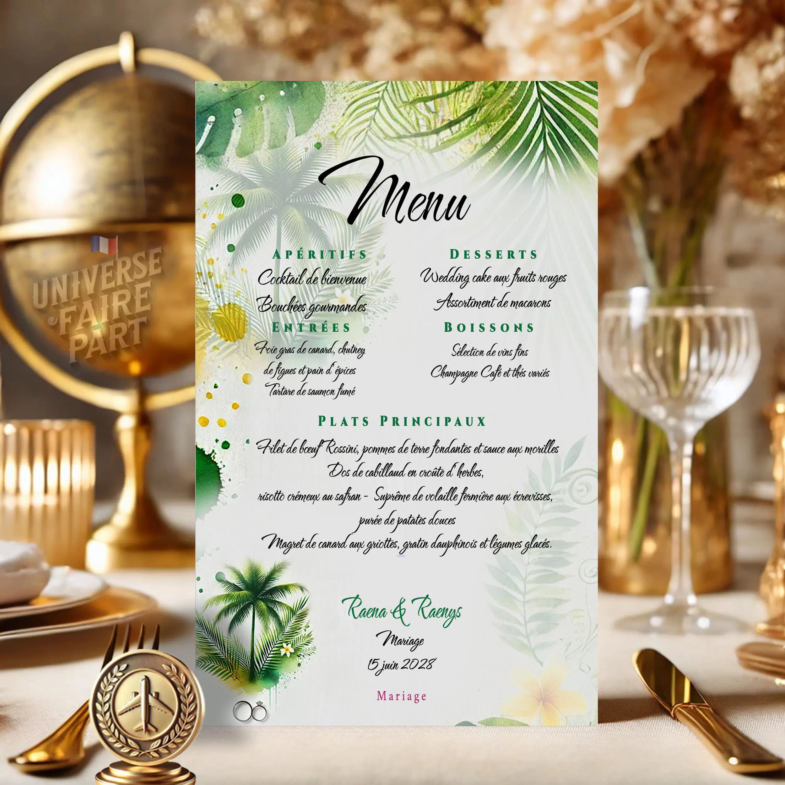 N°05,6 - Menu de Mariage "Sous le Palmier Éternel"