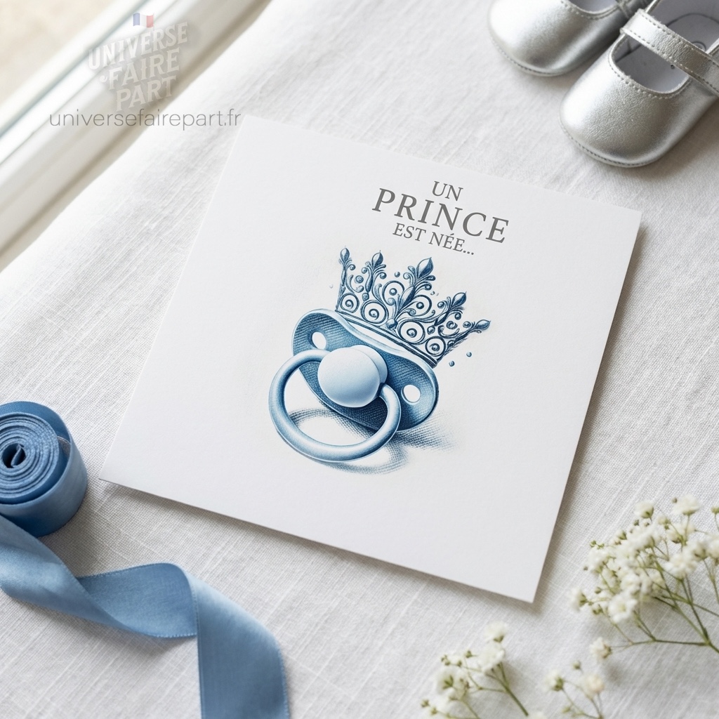 N°229 – Faire-part invitation Prince château bleu