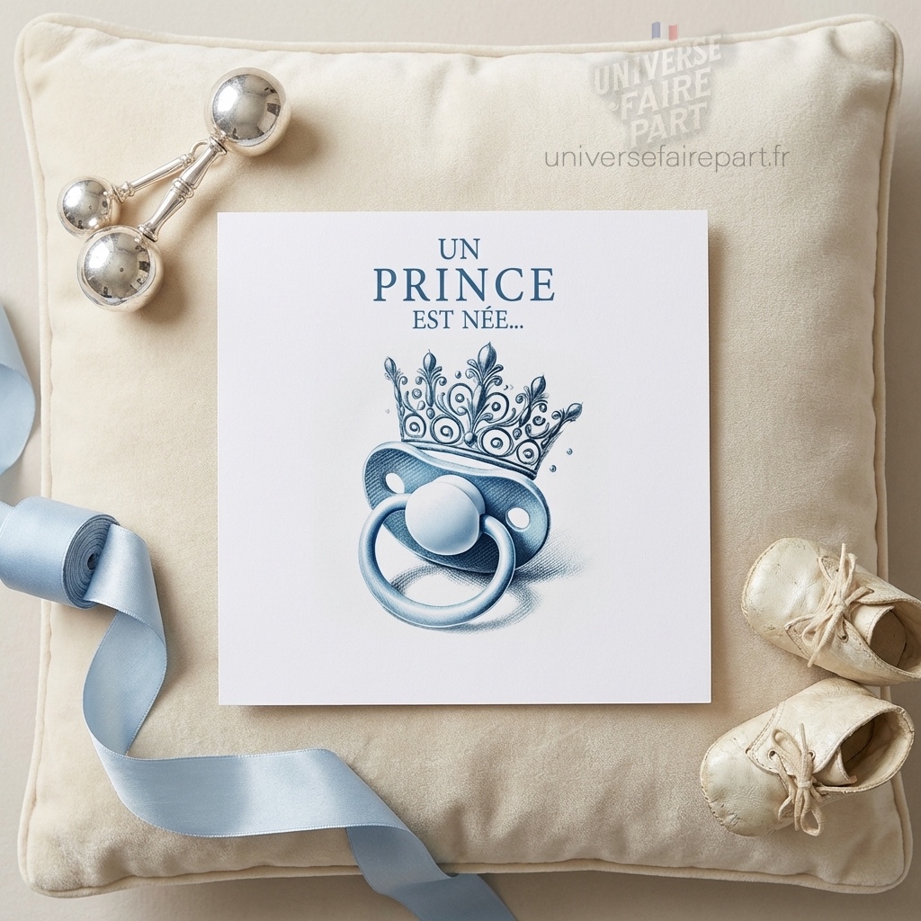N°229 – Faire-part invitation Prince château bleu