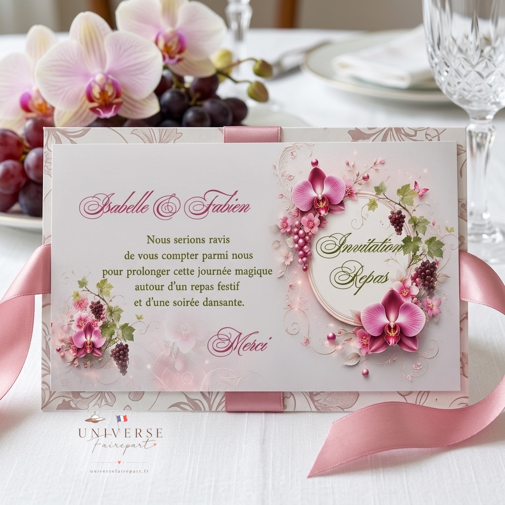 N°549.2 Carton repas mariage mariage la vigne et l’orchidée