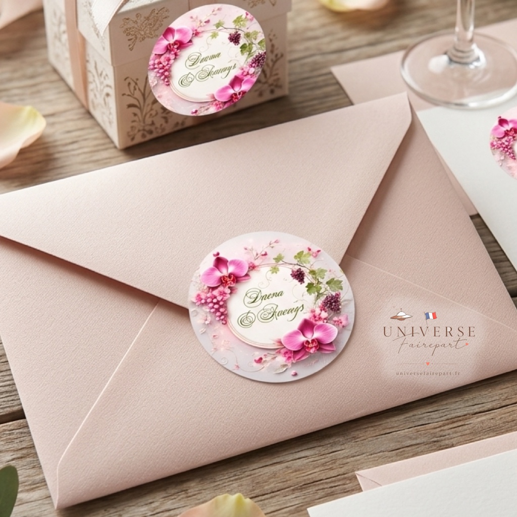 N°549.4  Rond collant mariage la vigne et l’orchidée