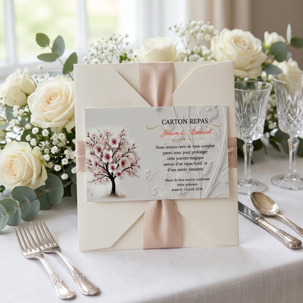 N°536-1 Carton repas de Mariage Sakura  Arbre cerisier