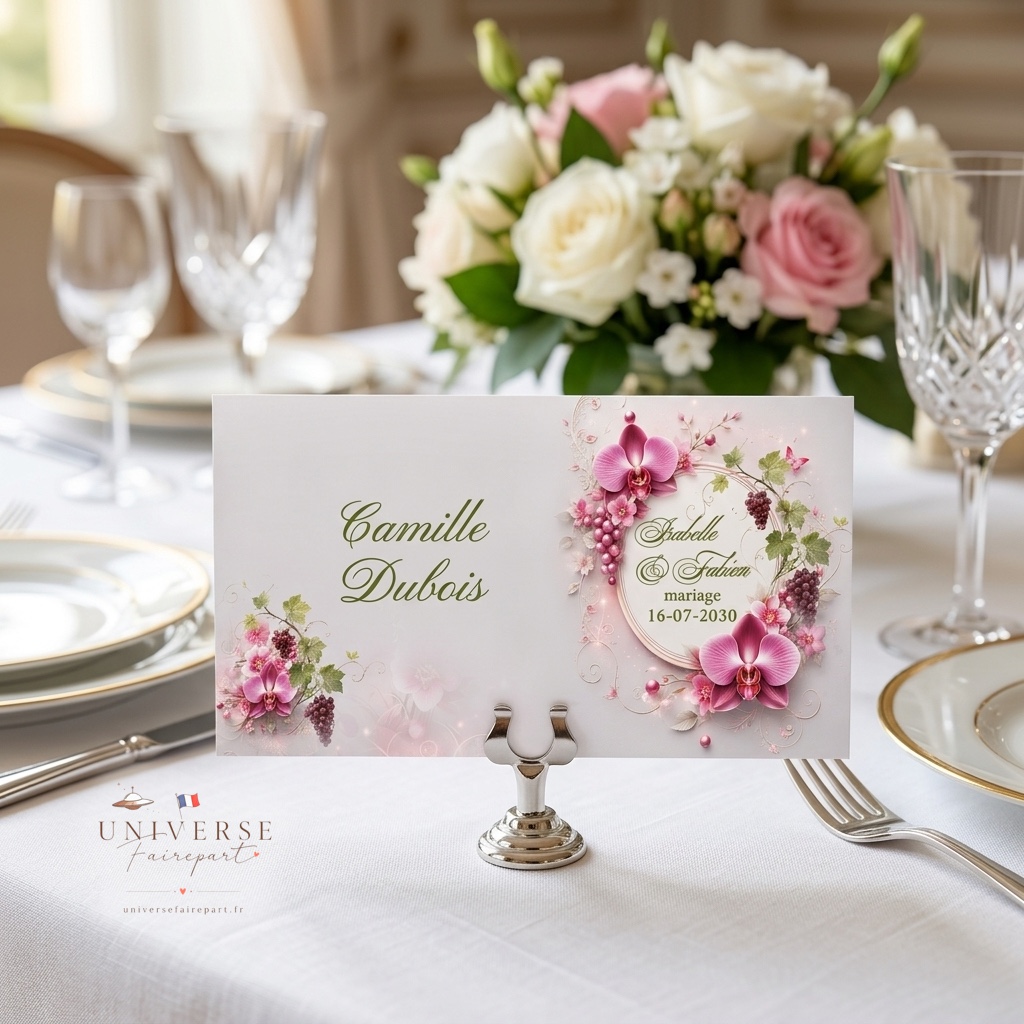 N°549.1 Porte Nom mariage la vigne et l’orchidée