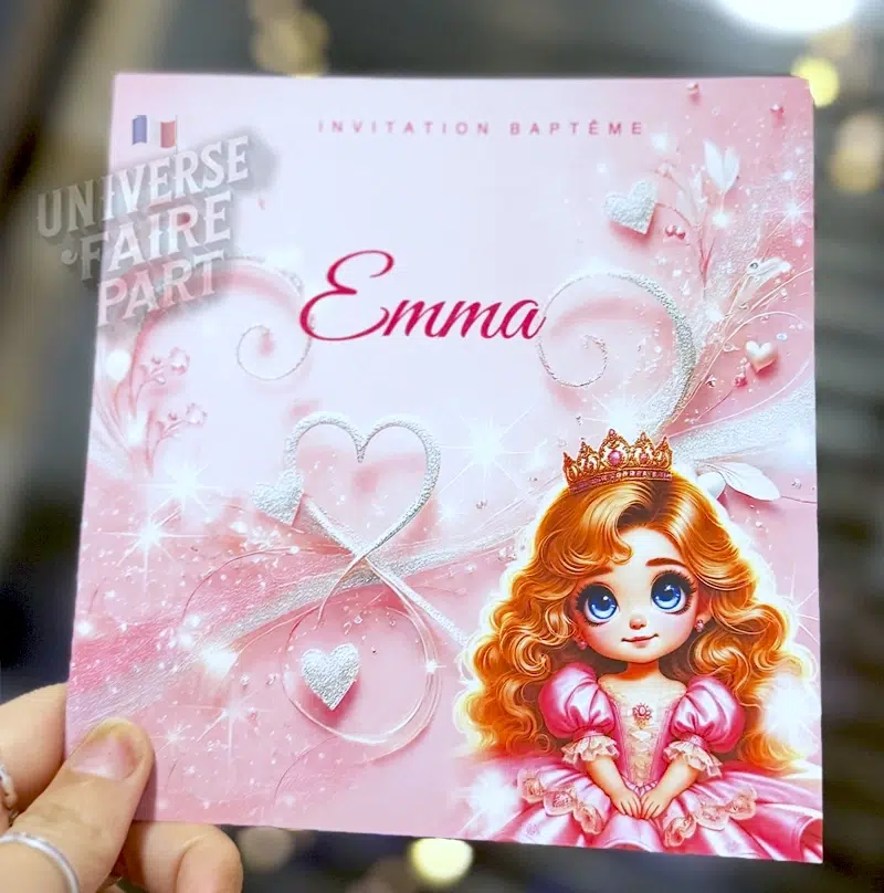 N°339.3 – Faire-part invitation Princesses de contes Aurore « Rose »