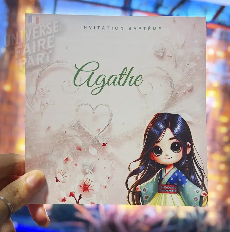 N°339.7 – Faire-part invitation Princesses de contes Mulan