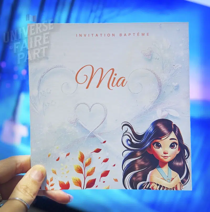 N°339.8 – Faire-part invitation Princesses de contes Pocahontas