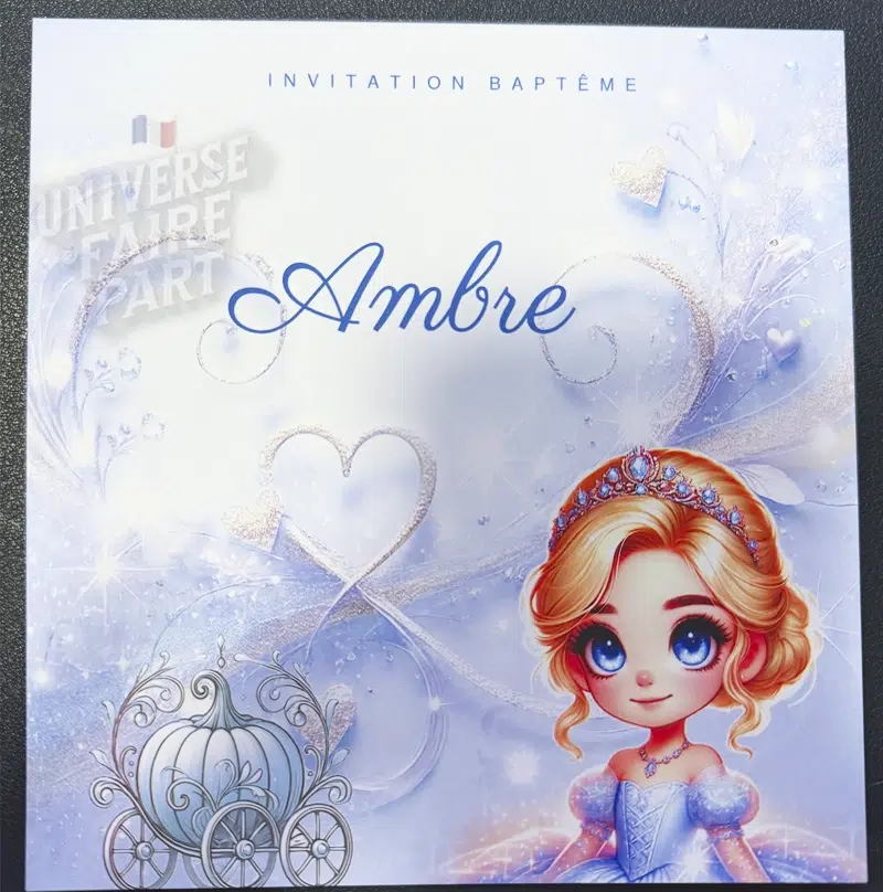 N°339.2 – Faire-part invitation Princesses de contes Cendrillon