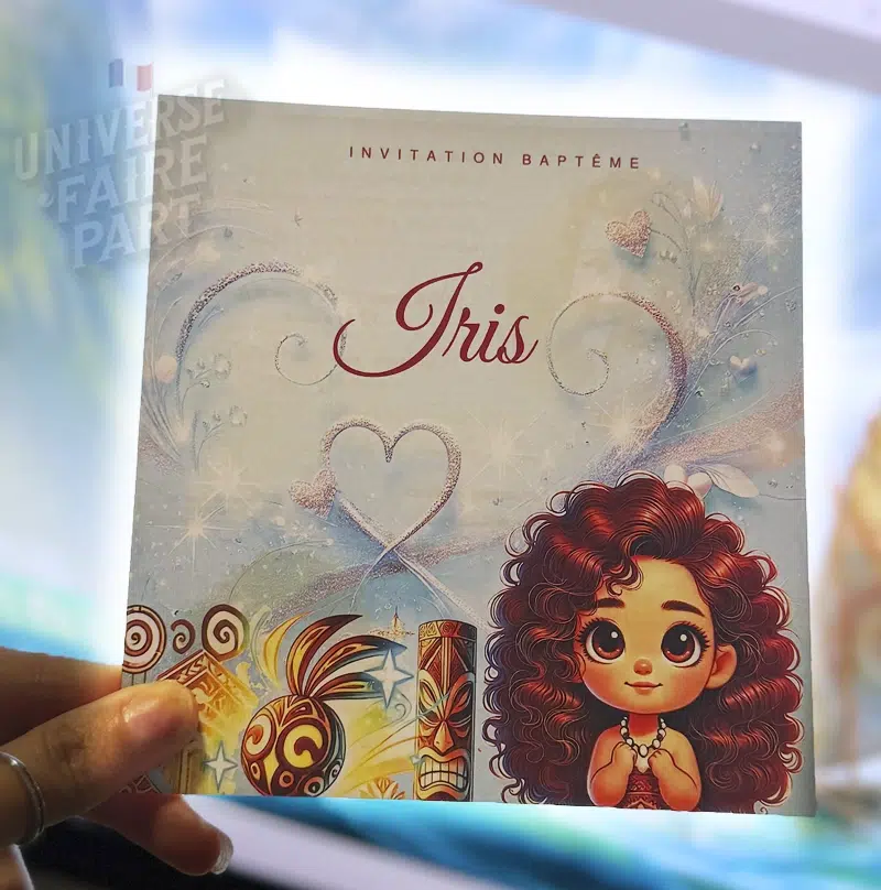 N°339.12 – Faire-part invitation Princesses de contes Vaiana