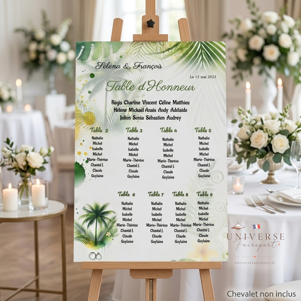 N°05.7  Plan de table de Mariage Sous le Palmier Éternel