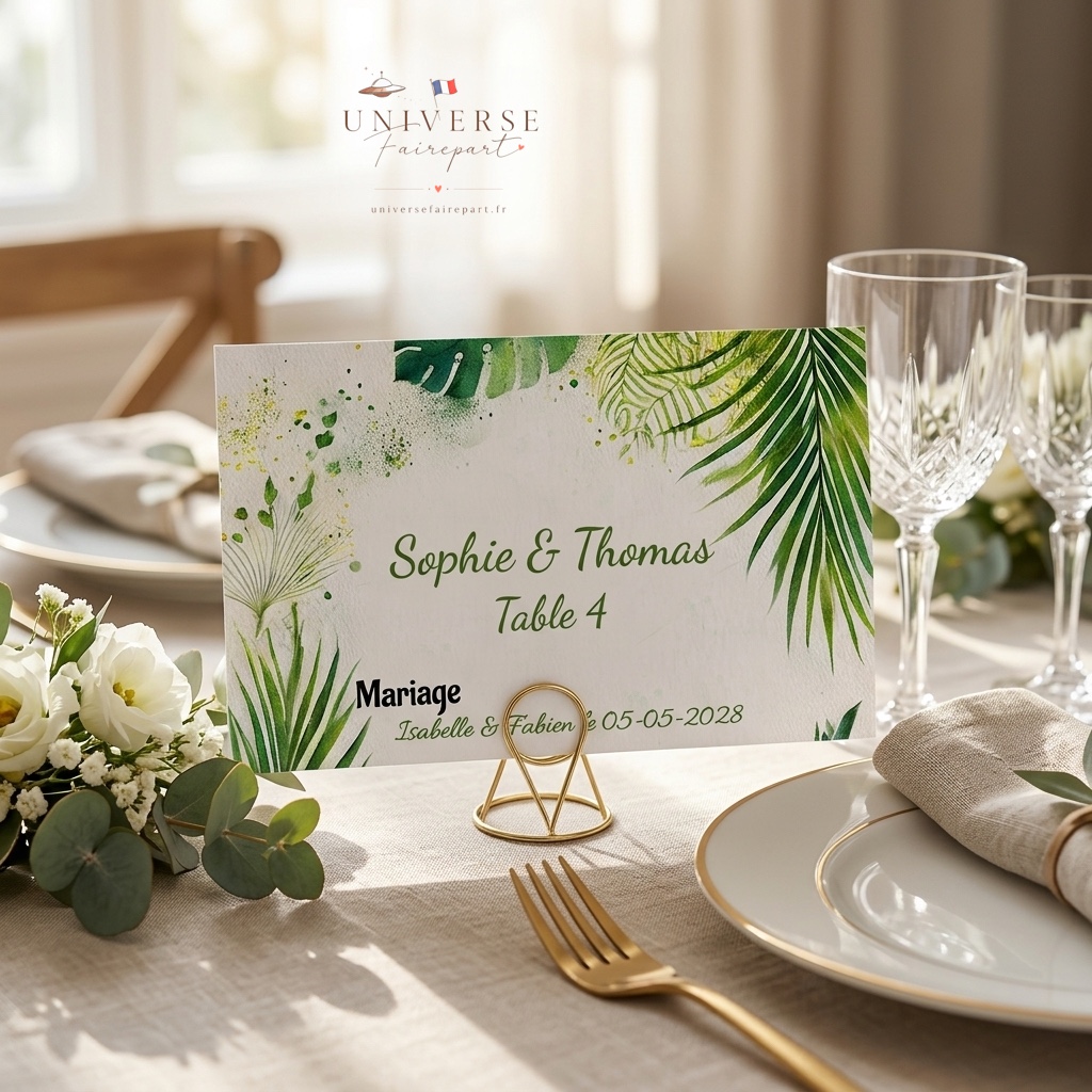 N°05.3 Porte-Nom de Mariage Sous le Palmier Éternel