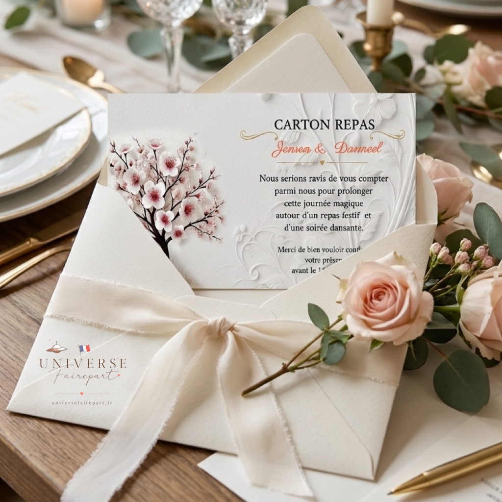 N°536-1 Carton repas de Mariage Sakura  Arbre cerisier