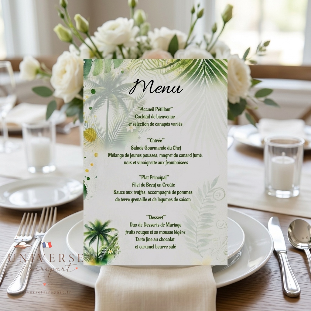 N°05.6 Menu de Mariage Sous le Palmier Éternel