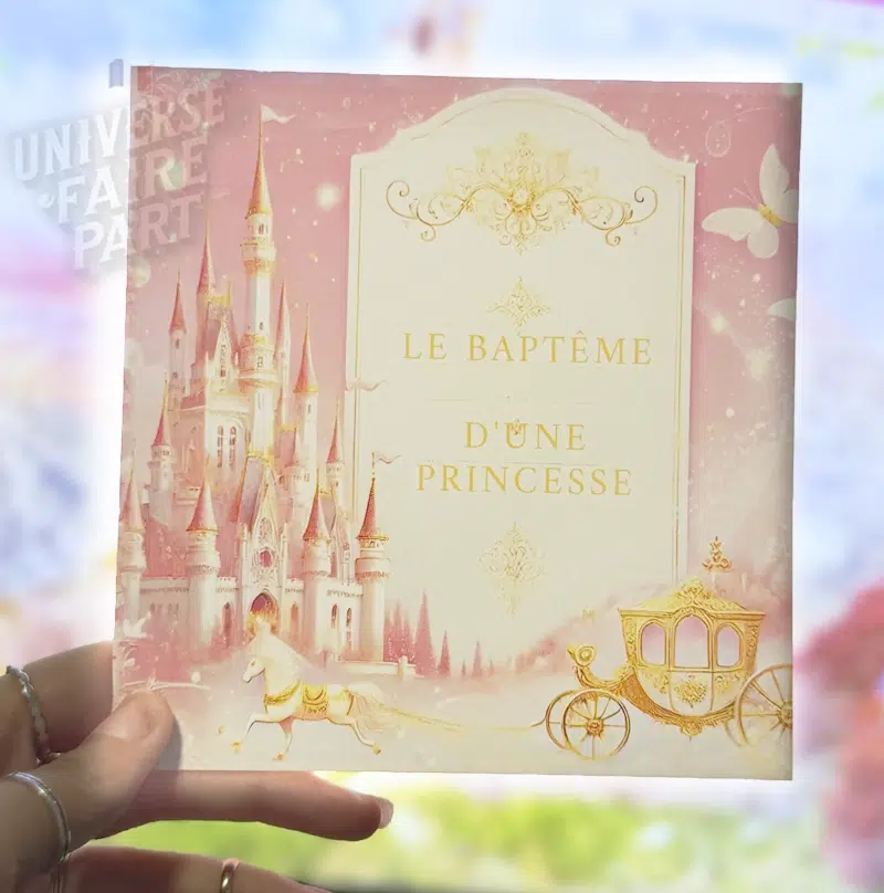 N°367 – Faire-part Princesse château rose et doré