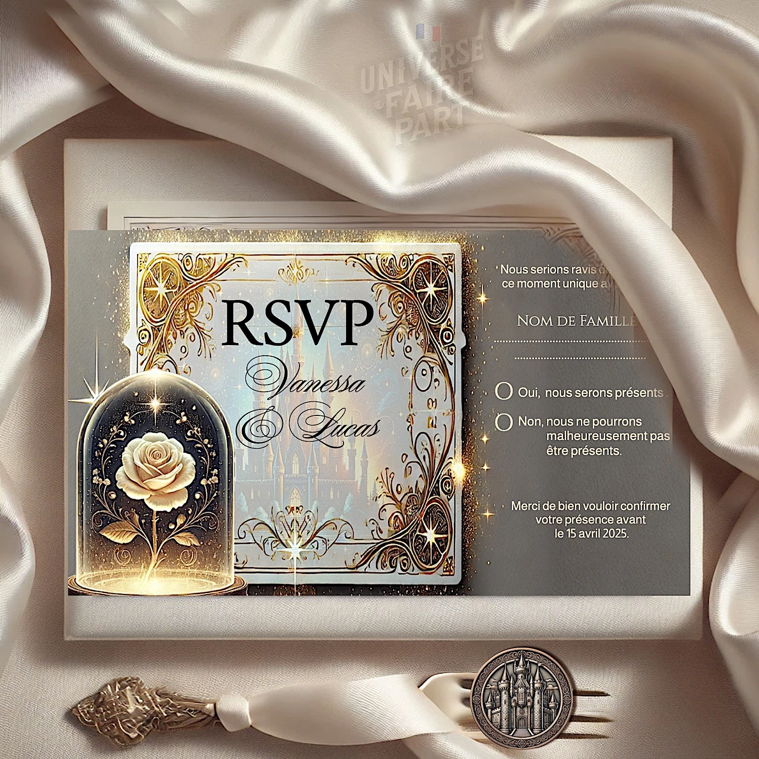 N°297.2 - Carton réponse Pass Magique Invitation VIP Mariage château